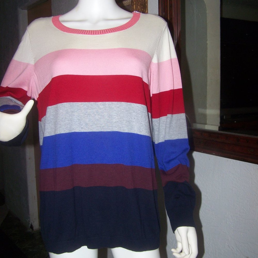Talbots Woman Striped Sweater Size 1X Zipper